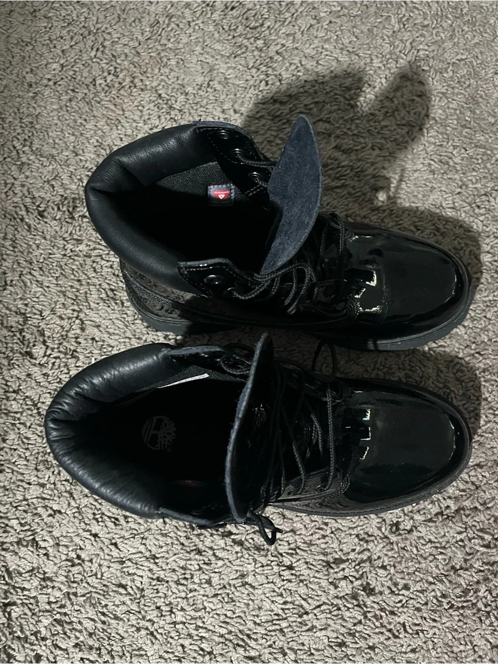 Timberland Big Kids Black Patent Lace-Up Boots